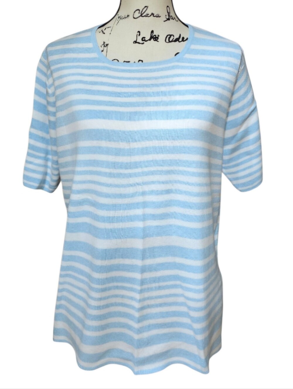 C.D. Daniels Light Blue and White Striped Knit Top